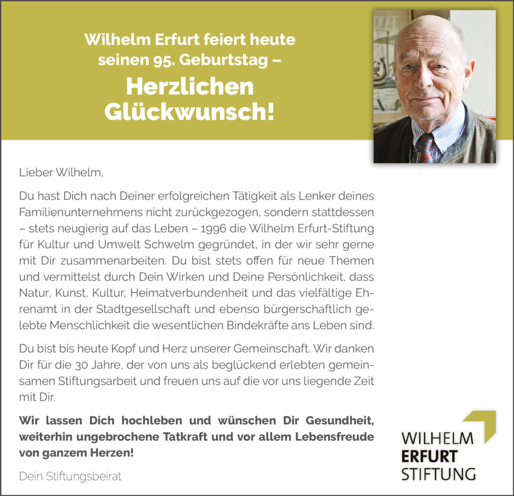 Stiftungsbeirat gratuliert Wilhelm Erfurt zum 95. Geburtstag 